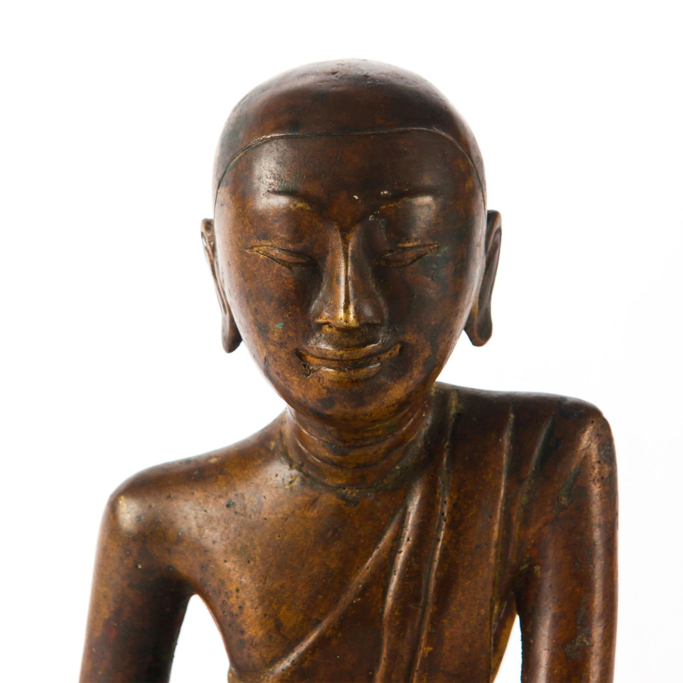 18TH CENTURY BURMESE BRONZE DISCIPLE OF BUDDHA FIGURE - Image 2 of 6