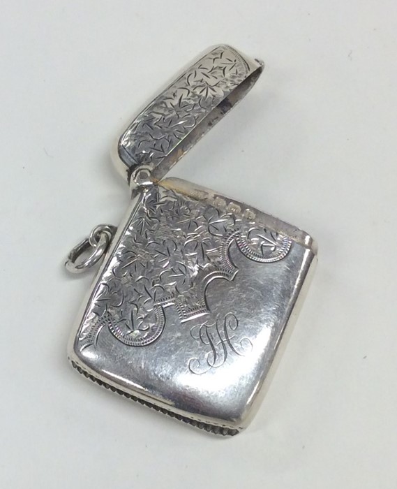 An Edwardian silver engraved vesta case. Birmingha - Image 4 of 6