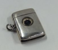 An unusual silver compass / vesta case with hinged