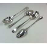 A set of four bottom marked bright cut silver spoo