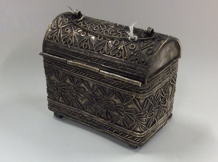 A Continental silver domed top casket with filigre - Image 6 of 6