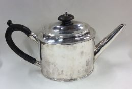 A rare Hester Bateman oval silver teapot with bead