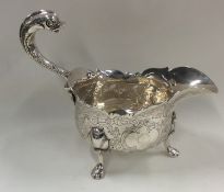 NEWCASTLE: A rare Georgian silver sauce boat attra