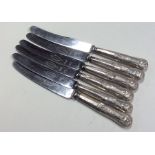A set of six Kings' pattern silver knives. Sheffie