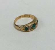 A turquoise and rose diamond five stone ring in 18