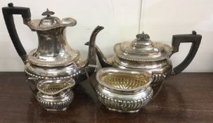 A heavy silver four piece silver tea set. Sheffiel