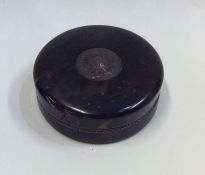 A silver mounted and tortoiseshell powder box with