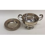 A small silver armada dish together with a trophy