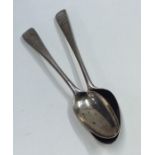 Two Georgian silver OE pattern spoons with crested