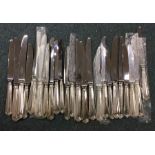 A good set of modern cast silver knives with steel