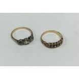 An Antique double row pearl ring set in gold toget