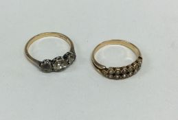 An Antique double row pearl ring set in gold toget