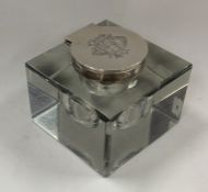 A silver and glass inkwell. Birmingham. By JD&S. E