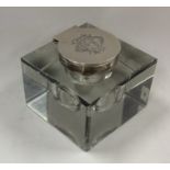 A silver and glass inkwell. Birmingham. By JD&S. E