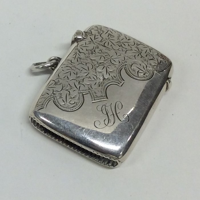 An Edwardian silver engraved vesta case. Birmingha - Image 5 of 6