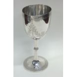 A small Edwardian silver goblet with floral decora