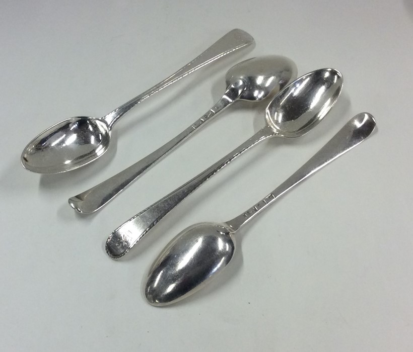 A set of four bottom marked bright cut silver spoo - Image 3 of 3