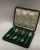 A box containing six Edwardian silver bright cut t