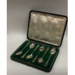 A box containing six Edwardian silver bright cut t