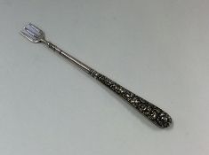 A Continental silver tapering fork embossed with f