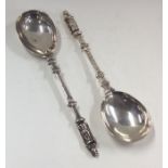 A good pair of cast silver apostle top spoons. App