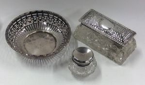 A silver hobnail cut scent bottle together with on