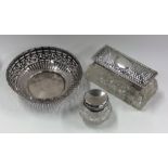 A silver hobnail cut scent bottle together with on