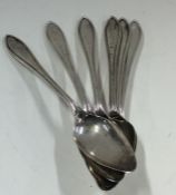 A heavy set of six silver grapefruit spoons. Sheff