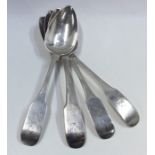 A set of four heavy fiddle pattern Irish silver se