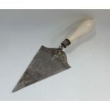 A silver and ivory mounted trowel presented by Dur