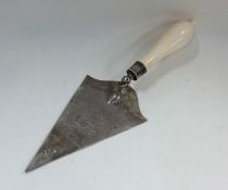 A silver and ivory mounted trowel presented by Dur