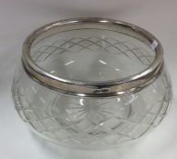 An Edwardian silver rimmed fruit bowl on pedestal