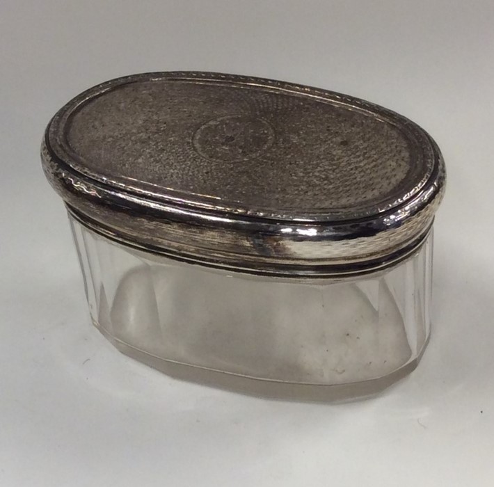 An oval silver mounted dressing table box. London. - Image 3 of 3