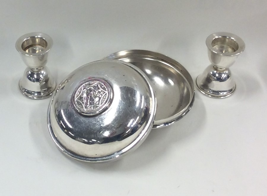 A circular silver travelling candlestick in domed - Image 5 of 5