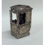 An unusual silver model of a sedan chair inset wit