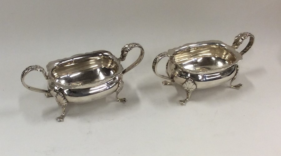 A pair of Edwardian silver salts with reeded decor - Image 3 of 3