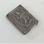 A heavy Indian silver vesta case embossed with fig