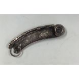 A silver engraved bosun's whistle. Approx. 16 gram