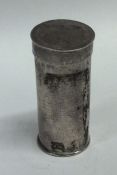 A 17th Century cylindrical silver counter box with