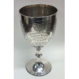 A heavy silver engraved goblet. Sheffield. By Walk