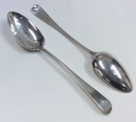 A pair of Georgian silver OE pattern tablespoons.