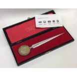 STUART DEVLIN: A cased silver letter opener with Q