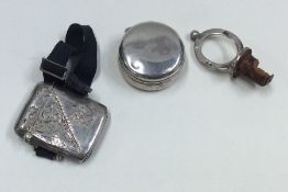 A silver vesta case together with a stopper etc. A