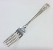 DUBLIN: An Irish Georgian silver bright cut fork.