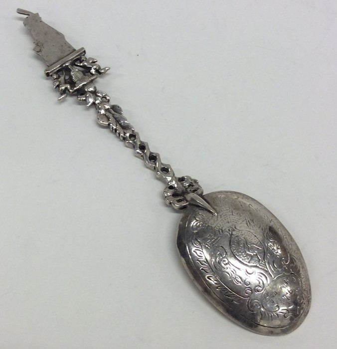 A heavy Dutch silver spoon attractively cast with - Image 2 of 2