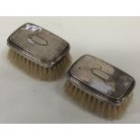 A pair of plain silver hairbrushes. Approx. 95 gra