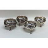 A good set of four heavy silver salts with reeded