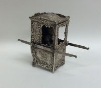 A Continental silver model of a sedan chair. Appro