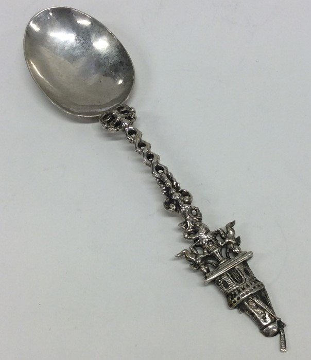 A heavy Dutch silver spoon attractively cast with
