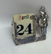 A novelty silver mounted perpetual calendar with MOP decorat